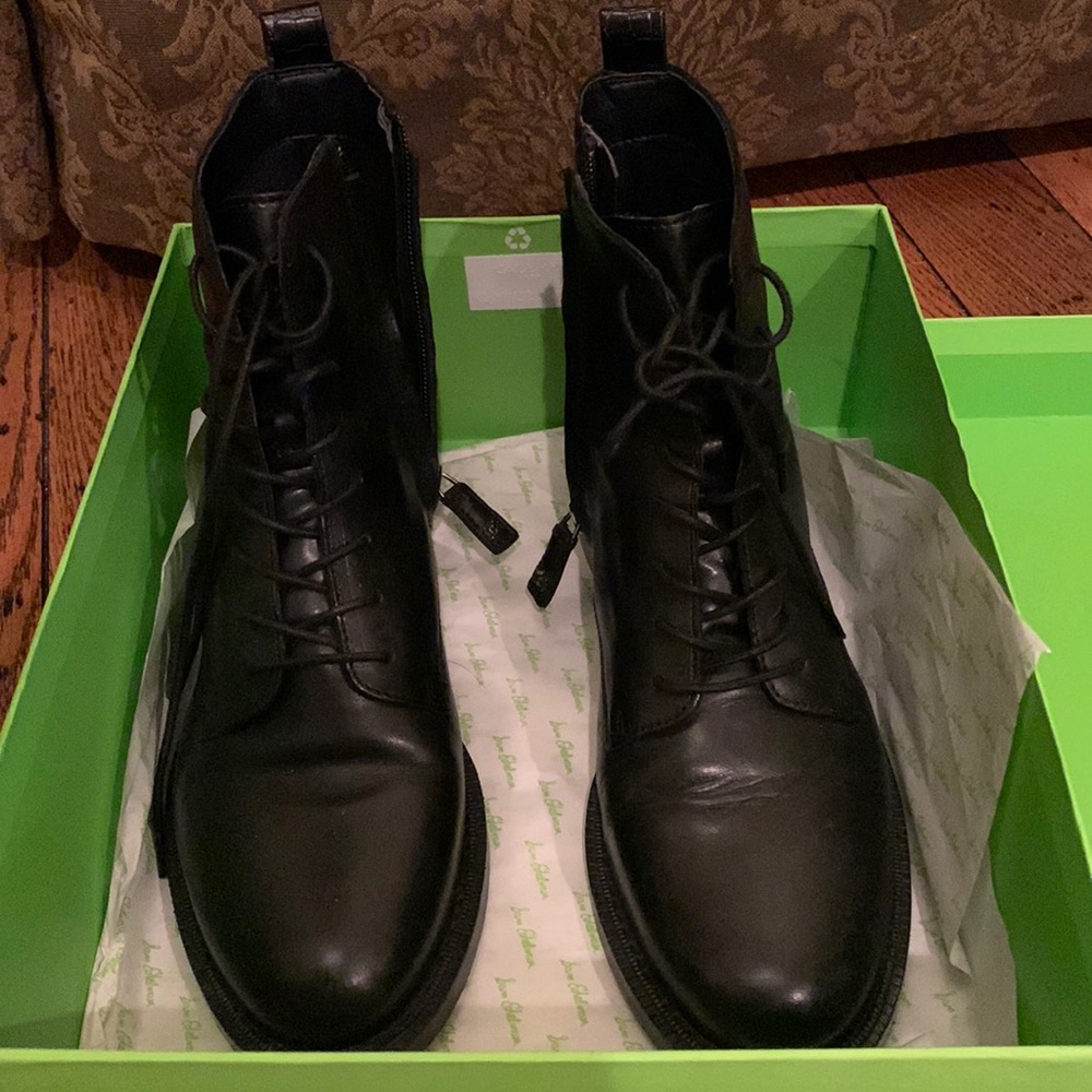 Sam Edelman "Nina" Black leather combat boots